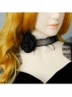 Black Gothic Retro Rose Tassel Ribbon Halloween Party Show Choker