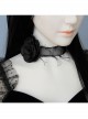 Black Gothic Retro Rose Tassel Ribbon Halloween Party Show Choker