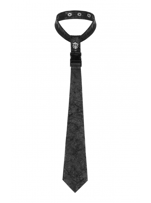 Metal Skull Decoration Black Punk Tie