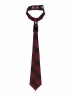 Metal Skull Decoration Red Plaid Punk Tie