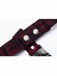Metal Skull Decoration Red Plaid Punk Tie