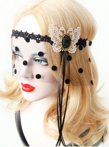 Retro Fashion Halloween Christmas Butterfly Black Lace Ribbon Half Face Princess Female Veil Mask