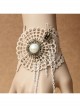 Fashion Golden Lace White Pearl Chain Exaggerated Retro Palace Style Band Ring Bracelet