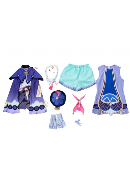 Genshin Impact Qiqi Cute Zombie Halloween Game Cosplay Costume Full Set