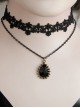 Gothic Retro Black Lace Flower Diamond All-match Fashion Female Double Short Necklace