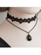 Gothic Retro Black Lace Flower Diamond All-match Fashion Female Double Short Necklace