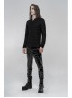 Metal Buckle Collar Long Sleeve Broken Holes Black Punk Dark Texture T-Shirt