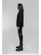 Metal Buckle Collar Long Sleeve Broken Holes Black Punk Dark Texture T-Shirt