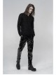 Metal Buckle Collar Long Sleeve Broken Holes Black Punk Dark Texture T-Shirt