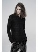 Metal Buckle Collar Long Sleeve Broken Holes Black Punk Dark Texture T-Shirt