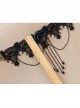 Gothic Punk Fashion Lolita Retro Black Lace Rose Flower Tassel Choker