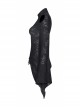 High Collar Shoulder Hollow-Out Front Lace-Up Flare Sleeve Black Gothic Knit T-Shirt