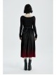 Round Collar Front Metal Square Eyelets Decoration Long Sleeve Black Punk Short Tight T-Shirt
