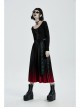Round Collar Front Metal Square Eyelets Decoration Long Sleeve Black Punk Short Tight T-Shirt