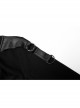 Front Splice Imitation Leather Lace-Up Long Sleeve Black Punk Knit T-Shirt