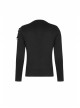 Front Splice Imitation Leather Lace-Up Long Sleeve Black Punk Knit T-Shirt