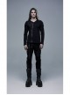Front Splice Imitation Leather Lace-Up Long Sleeve Black Punk Knit T-Shirt