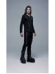 Front Splice Imitation Leather Lace-Up Long Sleeve Black Punk Knit T-Shirt