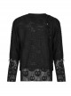 Black Punk Skull Texture Print Broken Holes Knit T-Shirt
