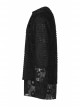 Black Punk Skull Texture Print Broken Holes Knit T-Shirt