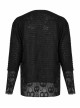 Black Punk Skull Texture Print Broken Holes Knit T-Shirt