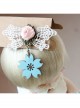 Casual Fashion Blue Cherry Blossom Handmade White Lace Pink Rose Retro Brooch