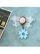 Casual Fashion Blue Cherry Blossom Handmade White Lace Pink Rose Retro Brooch