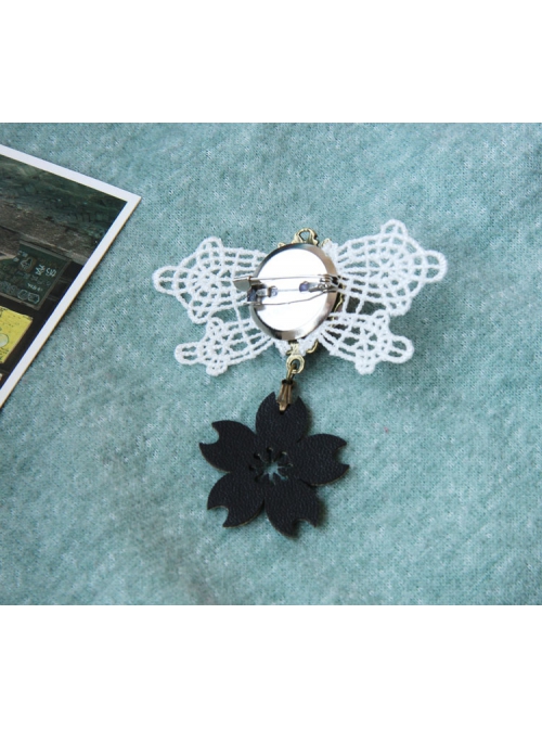 Casual Fashion Blue Cherry Blossom Handmade White Lace Pink Rose Retro Brooch