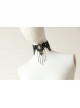 Retro Fashion Gothic Beauty Bow Black Lace Fringe Female Bride Exaggerated Choker