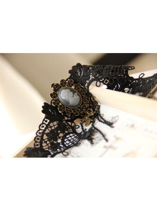 Retro Fashion Gothic Beauty Bow Black Lace Fringe Female Bride Exaggerated Choker