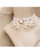 Vintage Baroque Fashion White Bride Bridesmaid Lace Imitation Pearl Female Choker