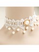 Vintage Baroque Fashion White Bride Bridesmaid Lace Imitation Pearl Female Choker