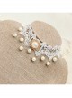 Vintage Baroque Fashion White Bride Bridesmaid Lace Imitation Pearl Female Choker