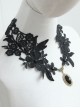 Fashion Gothic Retro Black Lace Flower Diamond Female Wide Necklace