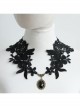 Fashion Gothic Retro Black Lace Flower Diamond Female Wide Necklace