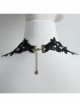 Fashion Gothic Retro Black Lace Flower Diamond Female Wide Necklace