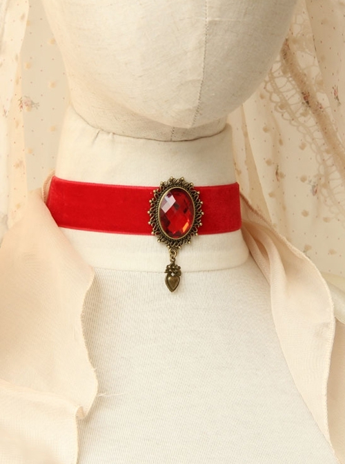 Simple Cute Love Red Bride Retro Fashion Lace Female Choker