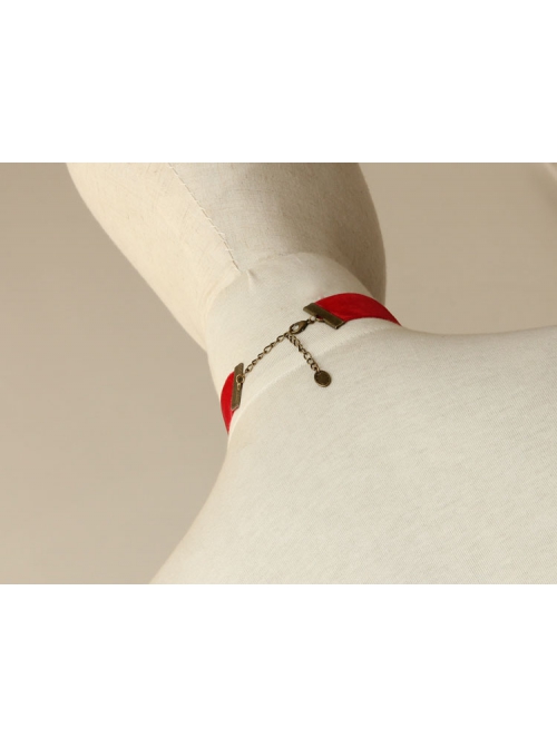 Simple Cute Love Red Bride Retro Fashion Lace Female Choker