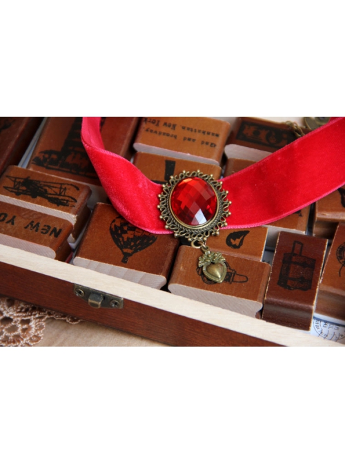 Simple Cute Love Red Bride Retro Fashion Lace Female Choker