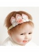 Fashion White Lace Pearl Pink Flower Leaf Crown Cute Princess Baby Birthday Stretch Headband