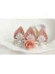 Fashion White Lace Pearl Pink Flower Leaf Crown Cute Princess Baby Birthday Stretch Headband