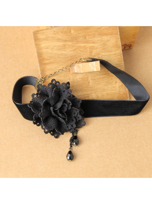 Black Gothic Retro Fashion Lace Flower Velvet Exaggerated Female Performance Choker