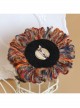 Christmas Holiday Colored Yarn Black Gems Rose Leaves Handmade Antique Female Brooch Buckle