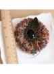 Christmas Holiday Colored Yarn Black Gems Rose Leaves Handmade Antique Female Brooch Buckle