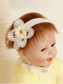 Cute Fashion Princess White Lace Flower Baby Girl Year Old Elastic Headband