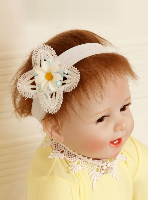 Cute Fashion Princess White Lace Flower Baby Girl Year Old Elastic Headband