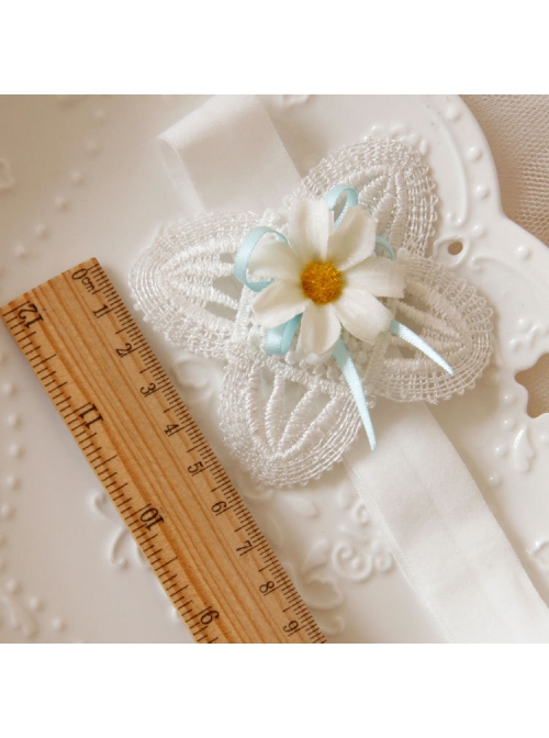 Cute Fashion Princess White Lace Flower Baby Girl Year Old Elastic Headband