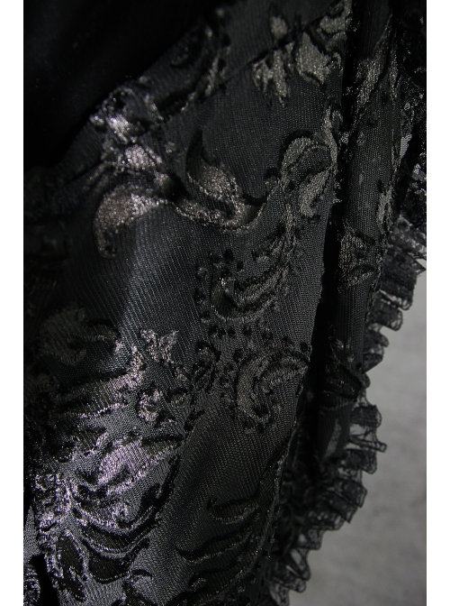 Black Stretch Velvet Fabric 3D Burnt Flower Fabric Lace Skirt Gothic Dress Coat