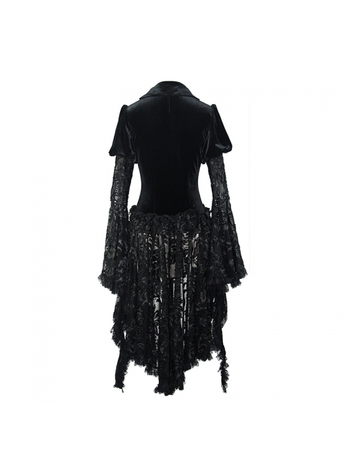 Black Stretch Velvet Fabric 3D Burnt Flower Fabric Lace Skirt Gothic Dress Coat