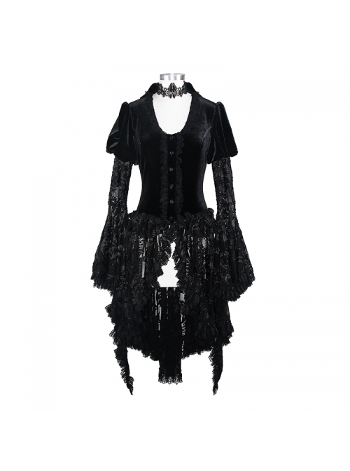 Black Stretch Velvet Fabric 3D Burnt Flower Fabric Lace Skirt Gothic Dress Coat